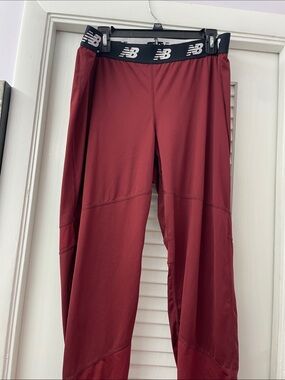 New Balance Burgundy Athletic Leggings with Branded Waistband